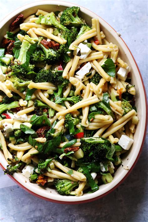 Greek Pasta Salad With Roasted Broccoli Feta And Lemon Vinaigrette