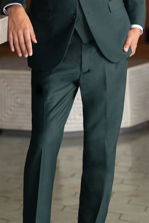 Hunter Green Slim Fit Suit Pants - Black Tie Formalwear