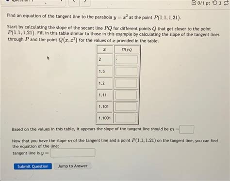 Solved Find an equation of the tangent line to the parabola | Chegg.com