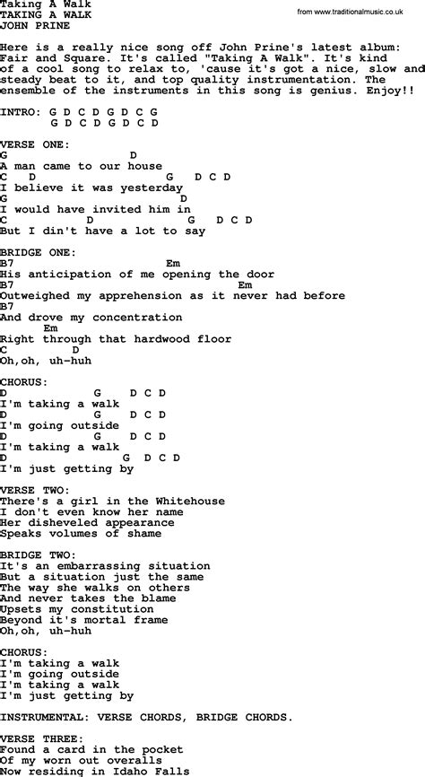 Taking A Walk Bluegrass Lyrics With Chords