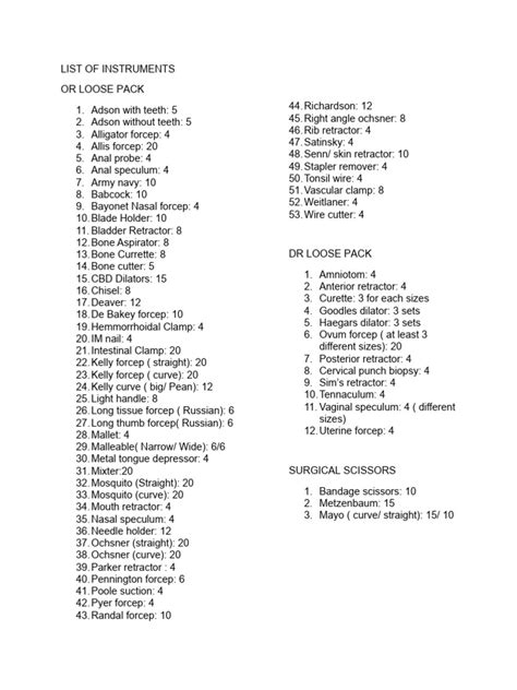 Operating Room INSTRUMENTS | PDF | Medical Specialties | Surgery