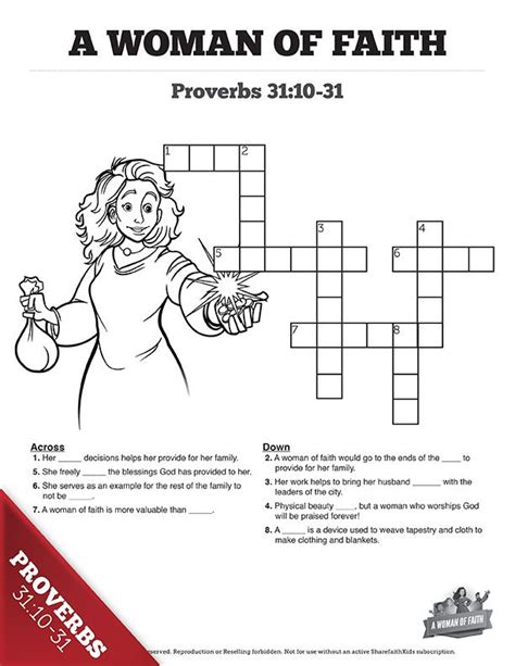 Proverbs 31 A Woman Of Faith Sunday School Crossword Puzzles Sunday