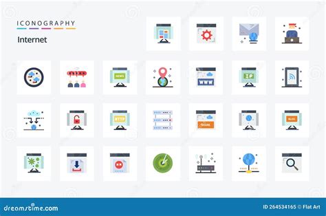Paquete De Iconos De 25 Colores Planos De Internet Ilustración del