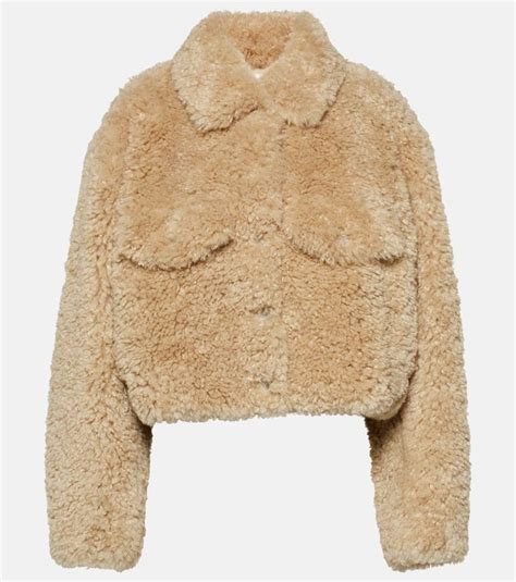 Giacca Cropped In Shearling Sintetico In Neutro Marant Etoile