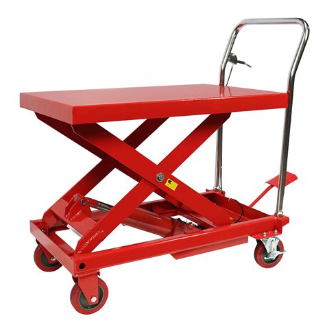 1100IBS Double Scissor Lift Table, Cart Lift Table Cart with 4 Wheels ...