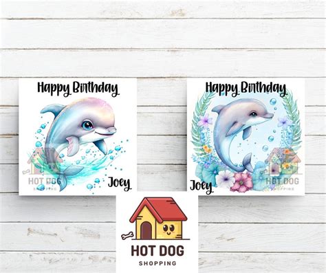 Dolphin Birthday Card Whimsical Greetings Card Personalised Etsy