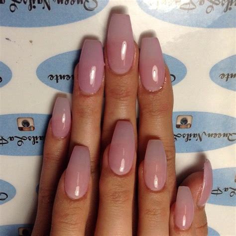 Sheer Nude Coffin Nails