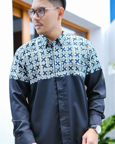 Kemeja Batik Pria Kombinasi Motif Angking Htm Bt Batik Trusmi