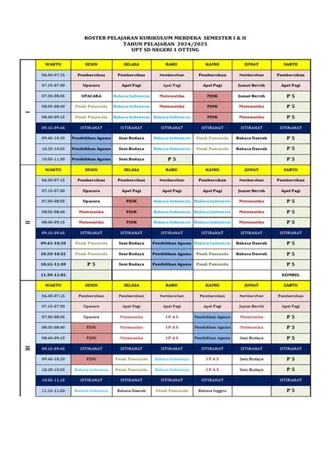 Roster Kurikulum Merdeka 2024/2025 | PDF | Kajian Bahasa Asing