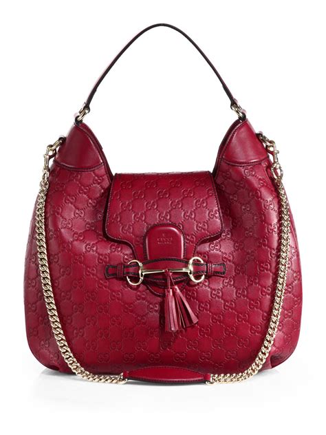 Gucci Red Leather Hobo Handbag Paul Smith