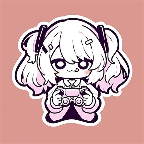 Premium Ai Image Minimal Japanese Kawaii Gamer Girl Chibi Anime