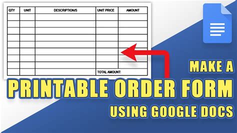 How To Create A Custom Printable Order Form In Google Docs Easily