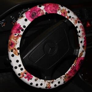 White Steering Wheel Cover With Black Polka Dots And Fuchsia Etsy