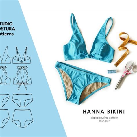 English Pdf Digital Sewing Pattern Hanna Bikini Swimwear Etsy