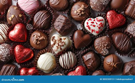 A Box of Valentines Chocolate Sweets in Different Shapes and Flavors ...