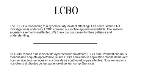 Lcbo On Twitter Statement Regarding Lcbo Website Cybersecurity