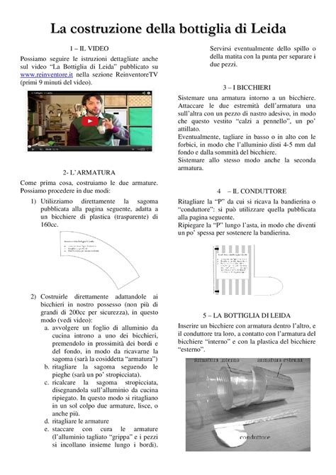 Appunti Di Tecnologia Classi Terze LA BOTTIGLIA DI LEIDA