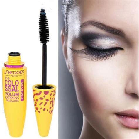 1pc 3D Silk Fiber Waterproof Mascara Yellow Tube Curling Mascara Long Lasting Black Concentrated ...