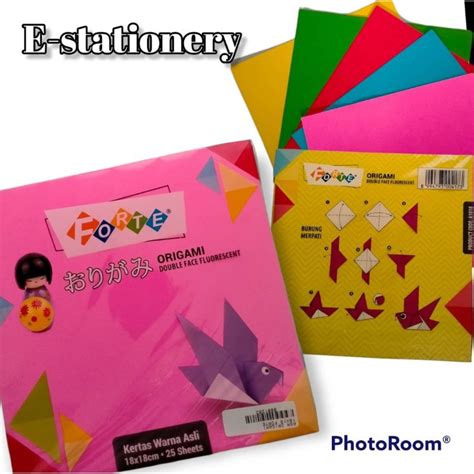 Jual Kertas Lipat Origami 2 Sisi 16x16cm Isi 25 Lembar Forte Kertas