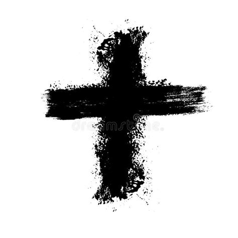 Hand Drawn Black Grunge Cross Icon Simple Christian Cross Sign Hand