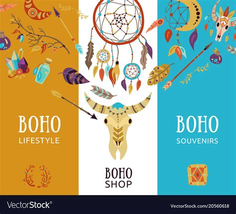 Boho Shop Banners Royalty Free Vector Image Vectorstock