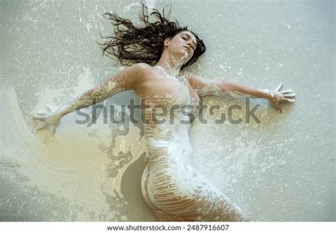Sexy Nude Woman Long Brunette Hair Stock Photo 2487916607 Shutterstock