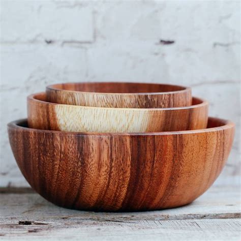 Luxury Hand-made Solid Wood Bowl Large Small Round Wooden Bowls Salad ...