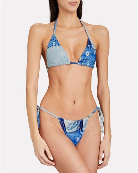 Buy Frankies Bikinis Tia Side Tie Terry Bikini Bottoms Blue Med At