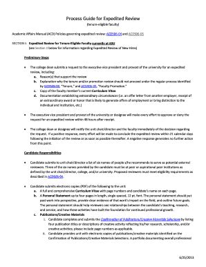 Fillable Online Provost Asu Process Guide For Expedited Review Fax