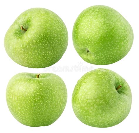 Isolated Wet Apples Collection Of Whole Green Apple Fruits Isolated On