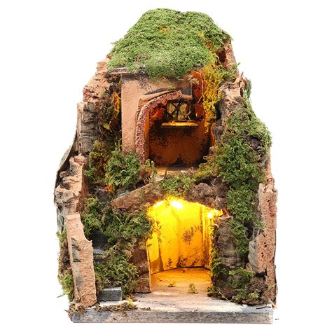 Nativity Grotto With 10 Battery Lights 25x19x18cm Online Sales On