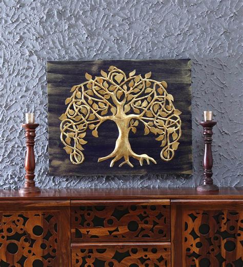 Buy Multicolour Metal European Tree Wall Frame Wall Art By Vedas Online Floral Metal Art