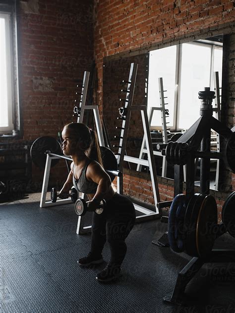 Dwarf Woman Goes In For Sport She Makes Exercises Stock Image