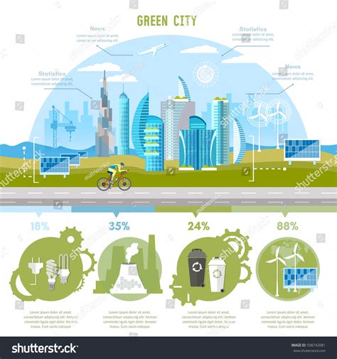 Green City Infographic Eco City Background Stock Vector (Royalty Free) 598742081 | Shutterstock