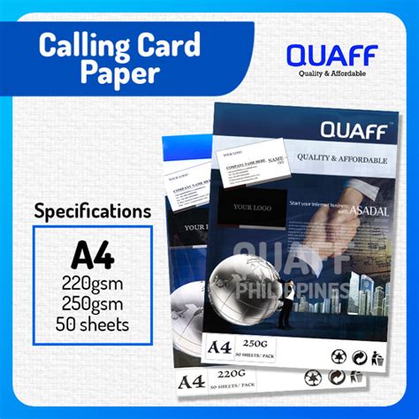 QUAFF A4 Size Double Sided Matte Calling Card Paper 50sheets Pack