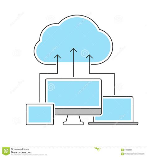 Cloud Computing Icons Line Concept Stock Vector Illustration Of