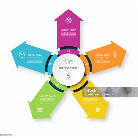 Infographic Circle With 5 Arrows Directed From The Center 5step