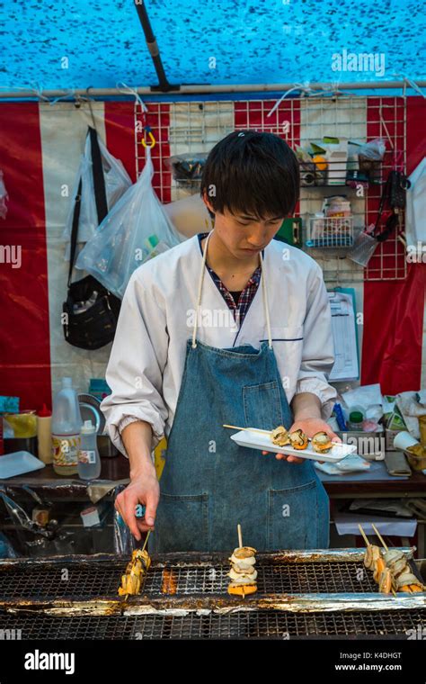 Food Vendors Preparing Food In Ueno Onshi Park Taito Tokyo Japan