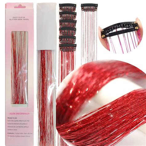 Pcs Clip In Hair Tinsel Kit Glitter Fairy Tinsel Hair Extensions