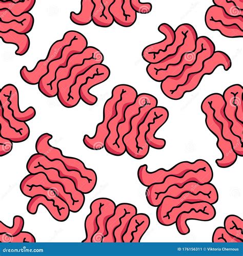 Intestines Doodle Vector Illustration Digestive System Cartoon Icons