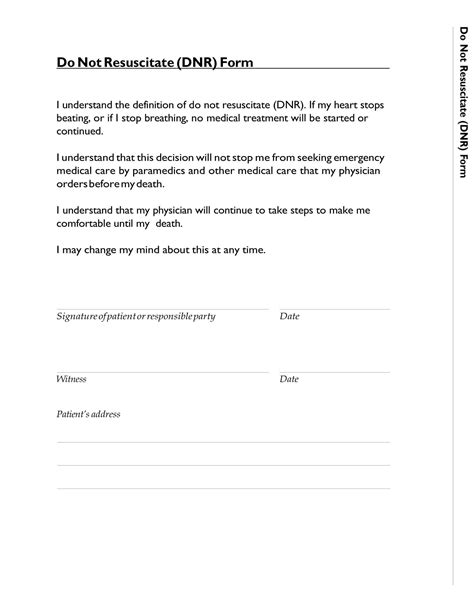 Free Printable Do Not Resuscitate Dnr Order Form Pdf Word