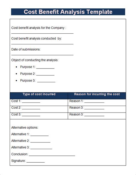 Cost Benefit Analysis Templates 14 Free Word Excel PDF Formats