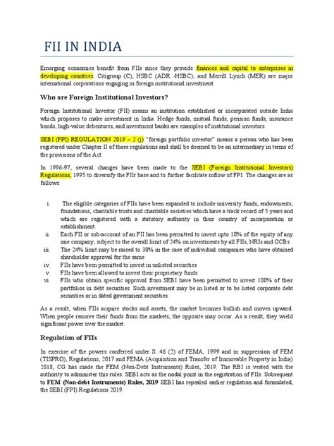 Fii in India | PDF | Institutional Investors | Stocks