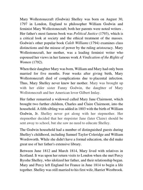 Mary Shelley Biography | Mary Shelley | Mary Wollstonecraft | Free 30 ...