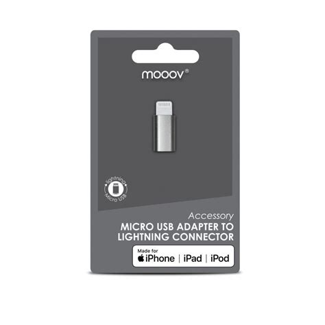 Adaptateur MFI à micro USB fem pour iPhone iPad gris