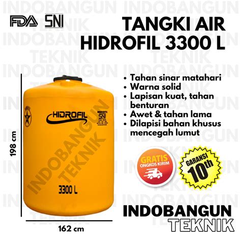 Jual Toren Air Tangki Air Tandon Air Hidrofil 3000 Liter 3300 Liter