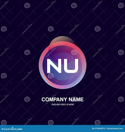 Nu Initial Logo With Colorful Circle Template Vector Stock Vector