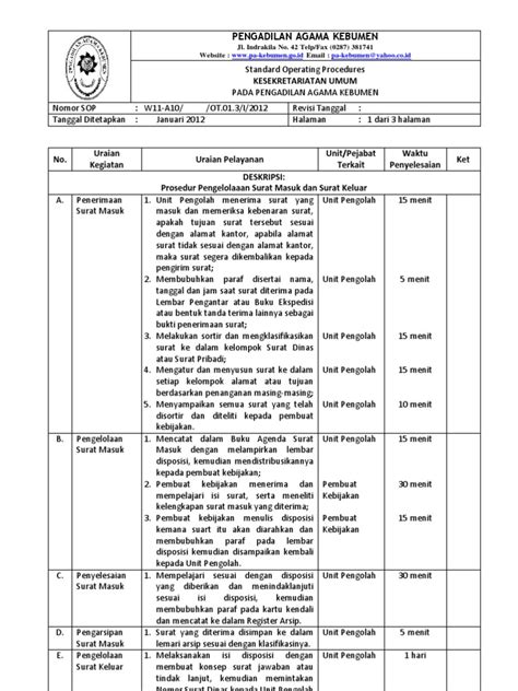 Detail Contoh Sop Penerimaan Surat Masuk Koleksi Nomer