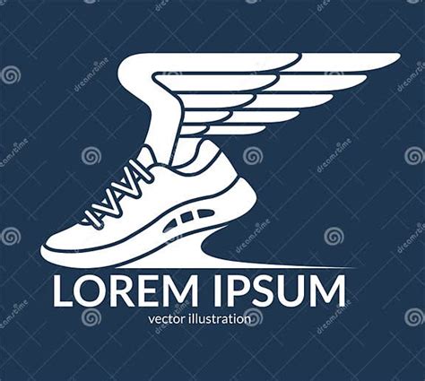 Running Jogging Sport Shoe Symbol Icon Logo Sneaker With Wings Stock