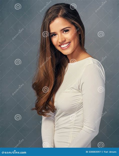 Girl, Fashion and Happy with White Dress in Studio Portrait with